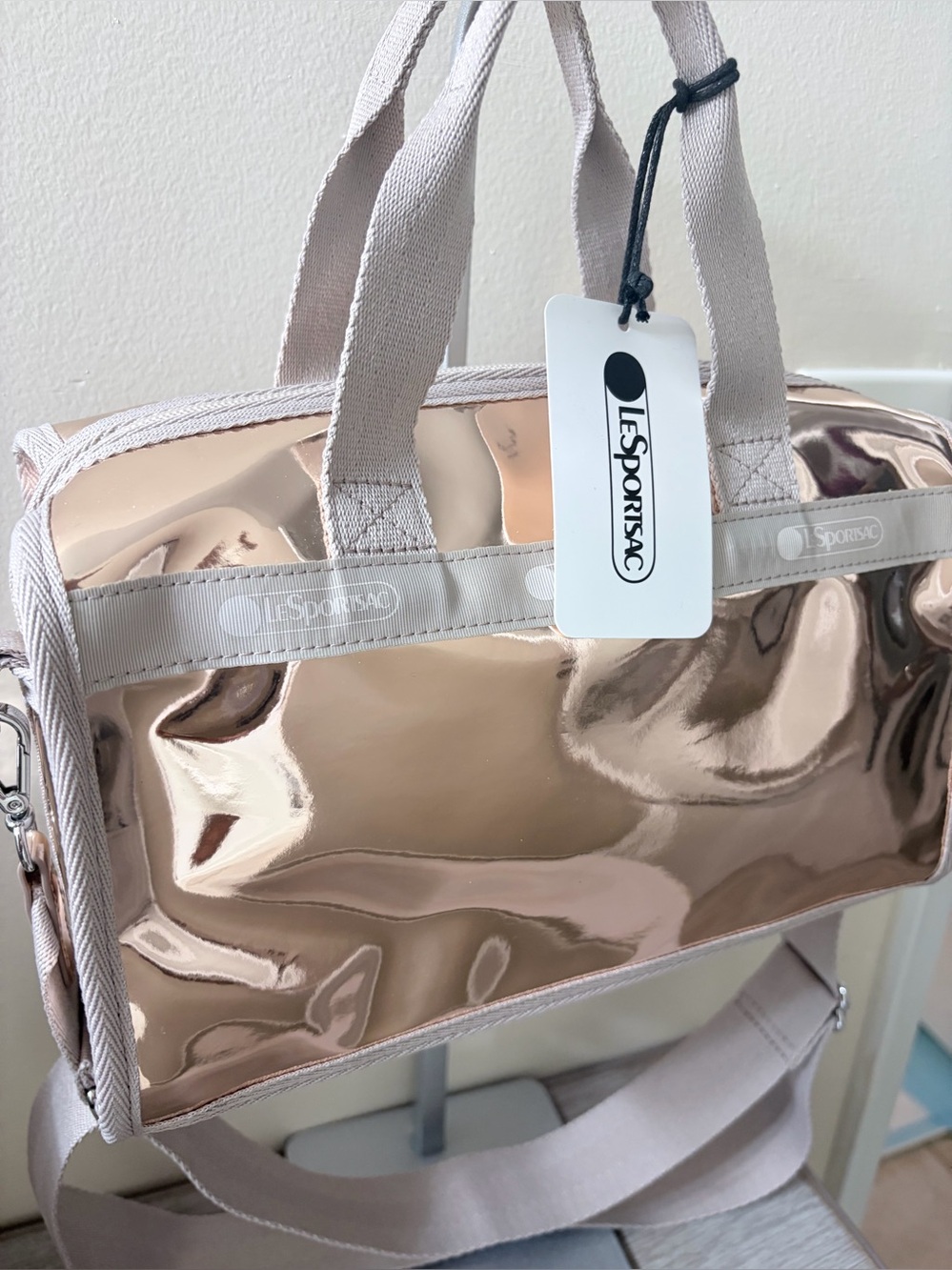 NWT LeSportsac Mir Mini Metallic Duffle Bag – Rose Gold Quartz